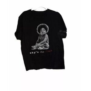 Sky's the Limit Mens Black Cotton T Shirt Graphic Pullover Casual Short Sleeve L